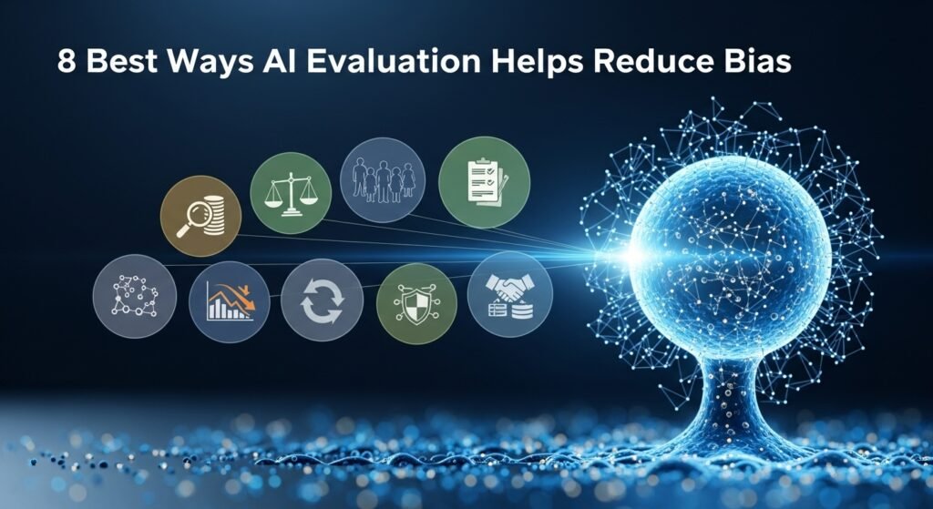 AI evaluation process showing how bias is detected and reduced in machine learning models