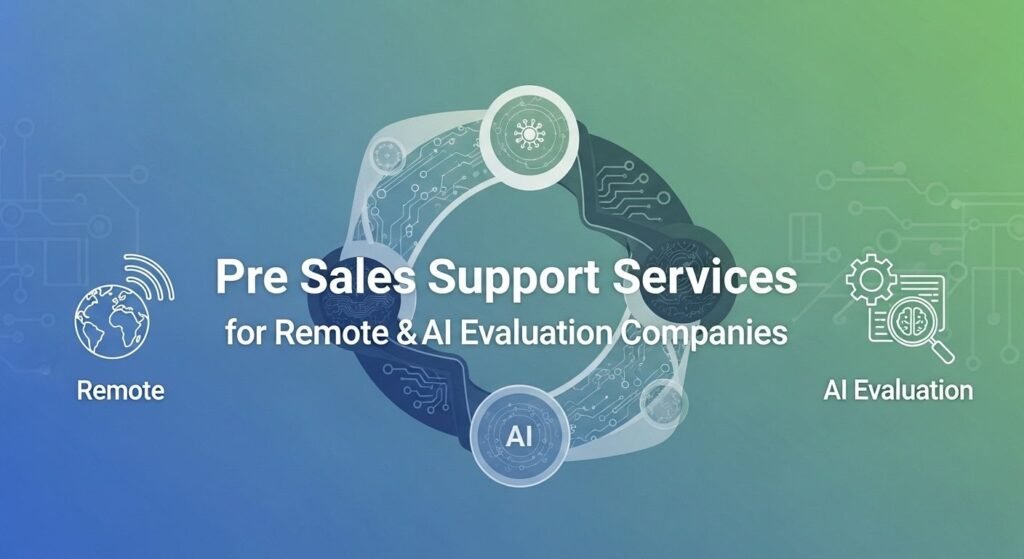 Pre sales support team assisting remote and AI evaluation companies with lead qualification and client demos