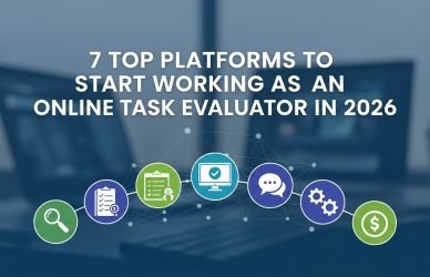 Online task evaluator working on a computer in 2026