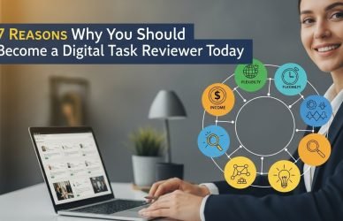Digital task reviewer working online reviewing AI tasks remotely