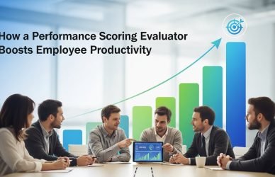 Dashboard showing employee performance scores and productivity metrics