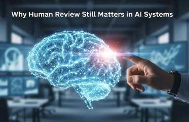 Human reviewer evaluating AI system output for accuracy, bias, and ethical decision-making