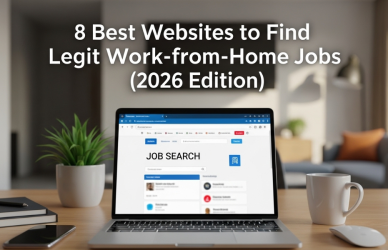 Professional working remotely on laptop from home office in 2026