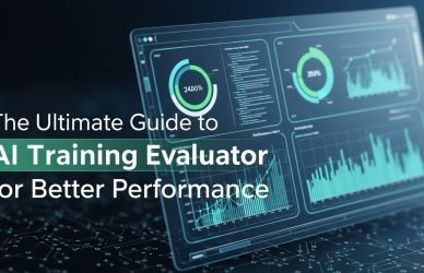 AI training evaluator dashboard showing metrics and performance analysis for improving model accuracy.