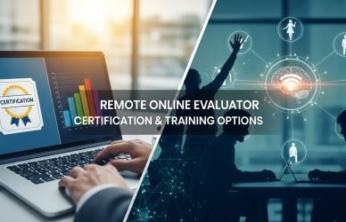 Remote online evaluator training dashboard showing modules, guidelines, and certification progress.