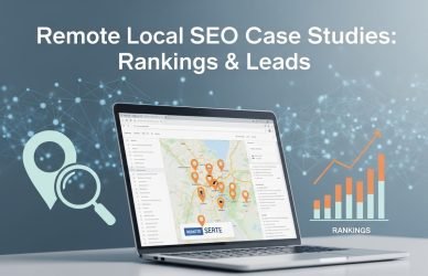 Remote local SEO case study showing keyword ranking growth and lead generation results